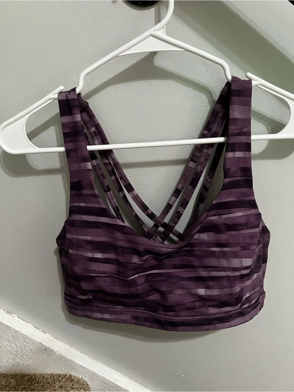 lululemon athletica Purple Striped Crisscross Sports Bra